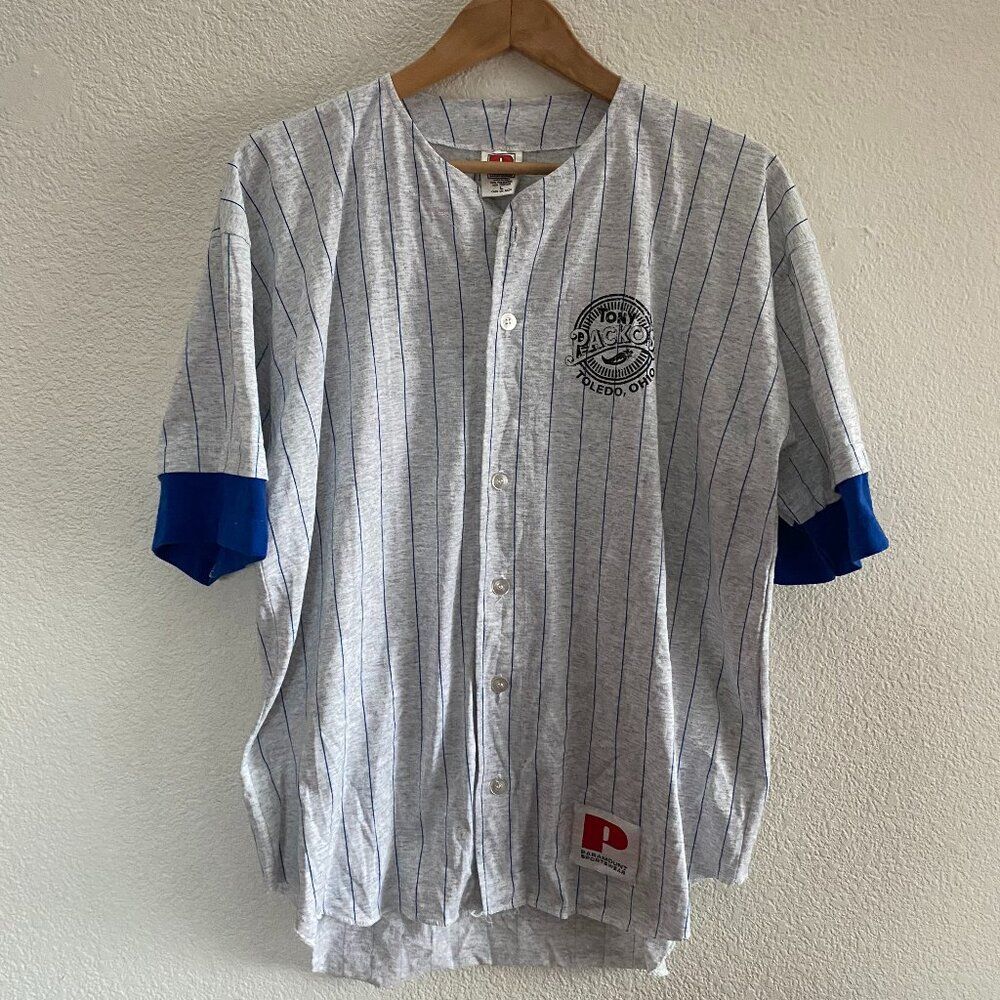 VTG Tony Packo's Restaurant Toledo Ohio Paramount Sportswear Baseball Jersey L